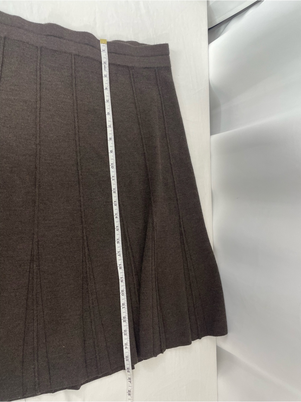 Grace Dane Lewis Petite 100% Wool Brown Knit A-Line Midi Skirt P/L NWT - Picture 6 of 6